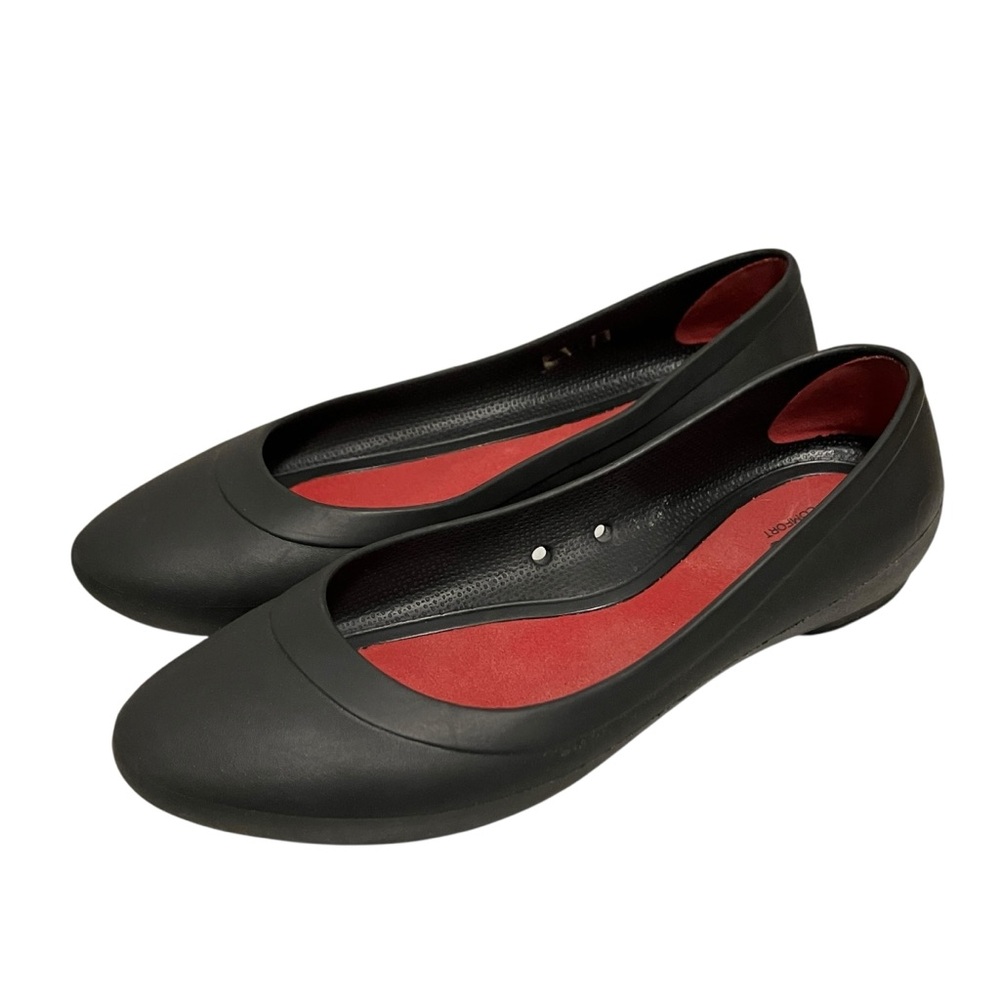 Crocs Lina‎ Iconic Comfort Black Slip On Ballet Flats Casual Shoes